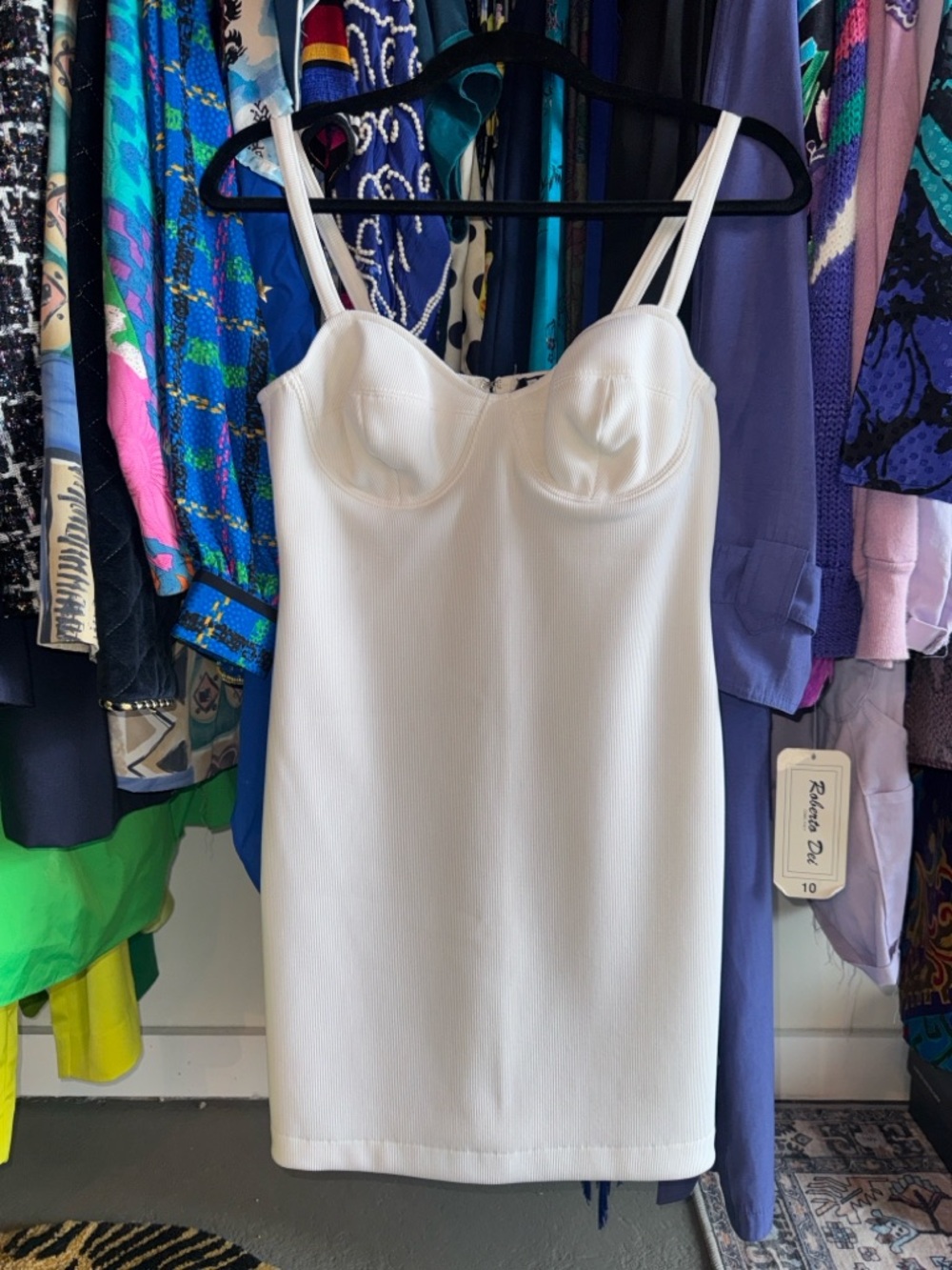 Vintage 90s DKNY White Structured Bust Bodycon Mini Dress